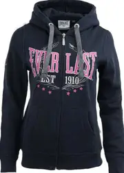 3 X Everlast Womens Navy Heritage Zip Hoodie Jacket