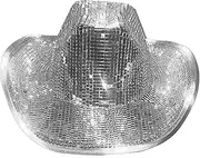 [ZPGVWXKO] Disco Ball Hat Mirror Ball Cowboy Hat for Girls Boys Adults Fancy Dress
