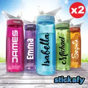 2x Water Bottle Name Label Sticker Personalized Kids School Lunch Box Drink (x2)