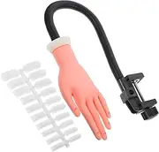 DRESSOOS Nail Art Practice Hand Fake Nails Set with 100 Tips Realistic Hand Model for Manicure Training