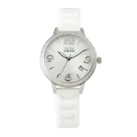 在飛比找momo購物網優惠-【NATURALLY JOJO】閃耀蝶貝數字陶瓷腕錶-白X銀
