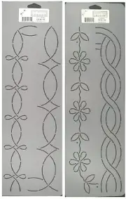 2 Quilting Stencils Continuous Line Border 2" Floral Quilt Pattern Templates Set