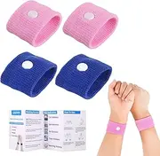 Motion Sickness Bands for Kids, Travel Sickness Relief Wristbands, Anti-Nausea Wristbands for Car Sickness(Pink and Blue)