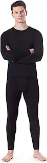[ROCKY] Thermal Underwear for Men Waffle Thermals Men's Base Layer Long John Set, Black - Lightweight (Cotton), Large