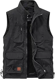 [QtthZZr] Men's Vest Outdoor Sleeveless Casual Jacket Multi-Pocket Photography Fishing Gilet Quick Dry Breathable Waistcoat