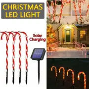 12 X Solar Power Candy Cane Lights Pathway Markers Yard Lawn Pathway Xmas Decor