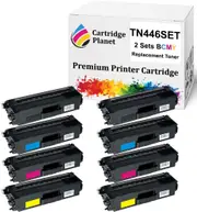 2 Sets BCMY Compatible Toner Cartridge for Brother TN-446 TN446BK TN446C TN446M TN446Y (6,500/6,500 (B/CMY) Pages) for HLL8360CDW HLL9310CDW MFCL8900CDW MFCL9570CDW
