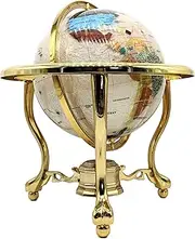 14" Mother of Pearl Gemstone Globe with Gold Stand