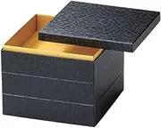 J-Kitchens Excursion Lunch Box, Made in Japan, 3-Tier, 6.5 Inches, Japanese Paper, Black Aqua 7.9 x 7.9 x 6.9 inches (20.0 x 20.0 x 17.6 cm)