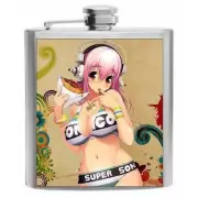 Super Sonico Bikini Stainless Steel Hip Flask 6oz