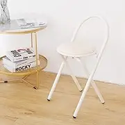 18 Inch Collapsible Bar Chairs, Portable Folding Tall Dining Chairs, Padded Foldable Round Stool Counter Chairs for Adults Kitchen Cafe Guitar Gameroom(White,1 Pack)