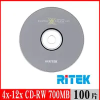 在飛比找ETMall東森購物網優惠-RITEK錸德 4x-12x CD-RW 700MB 覆寫片