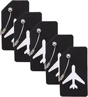 [PHCHEPLA] 5 Pieces of Luggage Tags, Silicone Luggage Travel Luggage Tags, Including Business Cards with Partial Privacy Covers and Stainless Steel Rings for Secure Fixation(Black)
