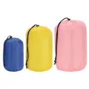 3 Pcs Stuff Sack, 4x8"/5x10"/7x13" Plaid Storage Sack Navy Blue/Yellow/Pink