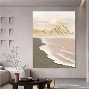 Modern 100% Hand Painted Big Size Artwork - Mountain Waves Scenery Texture Home Oil Painting,Artwork Decoration for Office Living Room Bedroom Stairway Decoration,As Shown,150 X 200Cm(60''X80'')