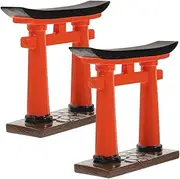 DECHOUS Japanese Torii Gate, Shinto Altar Shelf Mini Torii Gate Resin Miniature Shrine Japan Decoration for Fish Tank Bridge Bonsai Micro Landscape Fairy Garden Ornaments