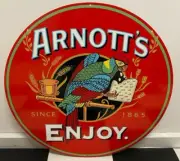 ARNOTTS TEDDY BEAR BISCUITS TIM TAM 560MM DIAMETER TOP TIN METAL SIGN