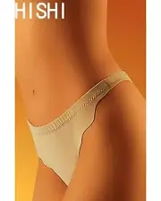 Wolbar Women's Beige Scalloped Thong Underwear Women's Cotton Thong Underwear