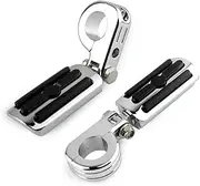 Motorcycle 32mm / 1.25" Highway Footpegs, Adjustable Footrest w/Mounting P-Clamps for Harley Touring Softail Dyna Sportster Most Models with 1.25 inches highway bar