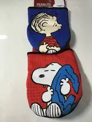 PEANUTS SNOOPY LINUS MINI OVEN MITTS (2) RED BLUE COTTON SILICONE NWT