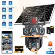 Wireless Security Camera Dual Lens Solar Battery Outdoor CCTV Alarm Night PIR AU