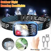USB Rechargeable LED Headlamp Sensor Head Torch Light Outdoor Night Running Lamp