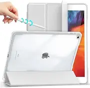 Gahwa Case Compatible with iPad 9th(2021) / 8th(2020) / 7th(2019), Generation Clear Case[Auto Sleep/Wake], iPad 10.2 Inch Case with Pencil Holder,Smart Case Stand Transparent Back (Grey)