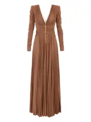 [Elisabetta Franchi] Elisabetta Franchi-Abito Red Carpet In Jersey Lurex Con Collana-Donna 44 IT