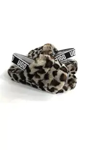 UGG FLUFF YEAH SLIDE LEOPARD AMPHORA MOCASSIN SLIP ON SANDAL US 5/UK 3