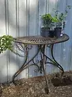 French or Hamptons style antique brown half moon round ACCENT GARDEN TABLE NEW