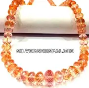 AAAA+Beautiful~Padparadscha Sapphire Faceted Beads Sparkle Rondelle Beads.