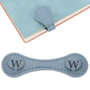 2Pcs Personalized Magnetic Leather Bookmark, 26 Letters Bookmark, (Blue/W)