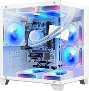 HOENGAGER Gaming PC Desktop - AMD Ryzen 7 5700G 3.8 GHz, 32GB DDR4 RAM, 1TB M.2 PCIE SSD, 240 AIO, RGB Fans, Win 11 Pro Desktop Computer-White