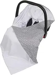 Viculii Double Sided Baby Wrap for car seat | grey baby wrap swaddle cover cosytoes blanket for car seat 100x100cm | boy or girl | elephants or stars (Mixed Stars)