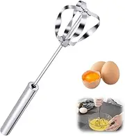 Stainless Steel Semi-Automatic Whisk, 2025 Upgraded Wider Whisk Head Hand Push Rotary Whisk, Multi-Functional Hand Push Mixer, Hand Whisk Blender for Cooking Kitchen Home Egg Milk (14in)