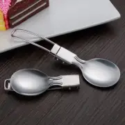 Outdoor Camping Picnic Spoon Utensil Cutlery Tableware Folding Stainless Steel