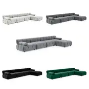 Foret 5 Seater Sofa Modular Arm Ottoman Tufted Velvet Lounge Couch Chaise 5 Colors