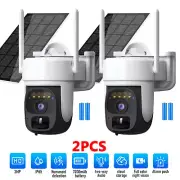 2x 2K WiFi IP Outdoor Wireless Security Camera CCTV Solar Battery Powered
