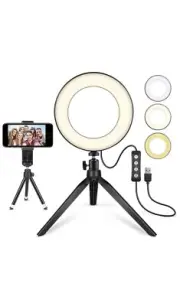 6" Dimmable LED Ring Light for YouTube Video Makeup w/ Tripod Stand&Phone Holder