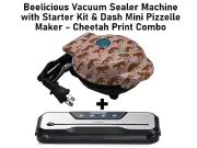 Beelicious Vacuum Sealer Machine & Dash Mini Pizzelle Maker - Cheetah Print