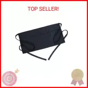 Waist Apron with 3 Pockets - Black Waitress Waiter Server Short Aprons