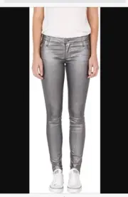 Sass And Bide "the Announcement" Metallic Jeans Size 25 Silver
