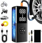 Tyre Inflator Portable Air Compressor,15000mAh&150psi Portable Air Pump for Car Tyres - Accurate Pressure LCD Display, 4X Fast Inflation Air Compressor for Car,Motorcycle etc