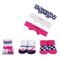 在飛比找momo購物網優惠-【Luvable Friends 甜蜜寶貝】髮帶3入組+襪子