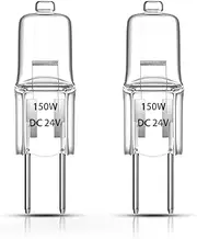 150W G6.35 Halogen Light Bulbs Dimmable Warm White 3000K, GY6.35 Halogen Capsule Bulbs DC 24V 2-Pin for Chandeliers, Projector Bulbs, Slide Bulbs, Car Lights, Cabinet Lights (2-Pack)