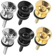 JEWEDECO 6Pcs Metal Guitar Strap Locks Durable End Pin Locking System for Electric Acoustic Guitars Bass Easy Installation with Screws Smooth Surface Design for Strap Safety