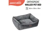 Paws & Claws Pet Walled Bed Dog Cat Plush Mattress Nest Calming Warm Kennel GREY