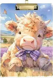 Lovely Brown Scottish Highland Cattle with Lavender clipboard with Organizer Acrylic Cute for Softball Coaches clipboard Teacher Tabla para escribir con Clip Size 9 x 12