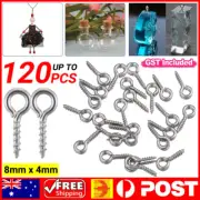 30-120X Small Tiny Mini Eye Pins Eyepins Hooks Eyelets Screw Threaded Peg 8x4mm