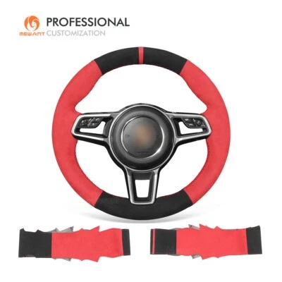 MEWANT Alcantara Steering Wheel Wrap for Porsche 911 991 718 Boxster 718 Cayman